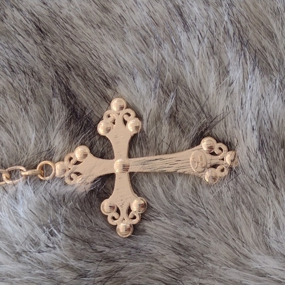 JM Rhinestone Cross Gold Tone Key Chain Bling - Picture 4 of 7